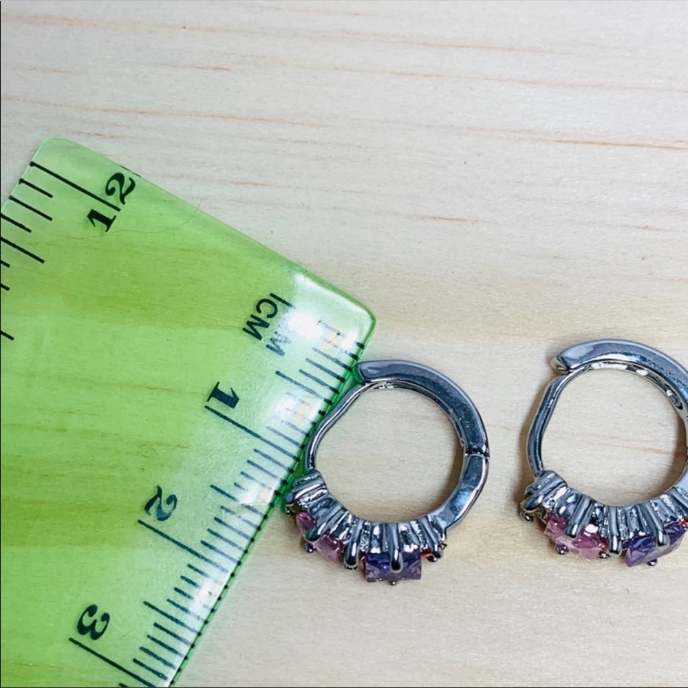 Sterling Silver 925 Colorful CZ Earrings - Picture 3 of 4